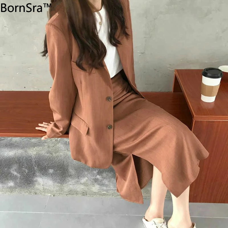 BornSra Chic Two-pieces Women Skirt Suit 2020 Casual Female Blazer Sets Single-breasted Jacket & Split Skirt Women Blazer Suit
BornSra Chic Two-pieces Women Skirt Suit 2020 Casual Female Blazer Sets Single-breasted Jacket & Split Skirt Women Blazer Suit