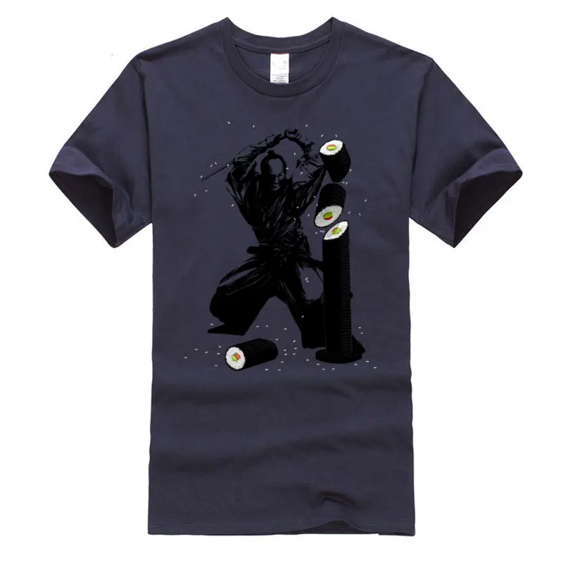 Sushi_Slasher_5168 100% Cotton Fabric Men Short Sleeve T Shirt Casual April FOOL DAY Top T-shirts Brand O-Neck T Shirts Sushi_Slasher_5168 navy