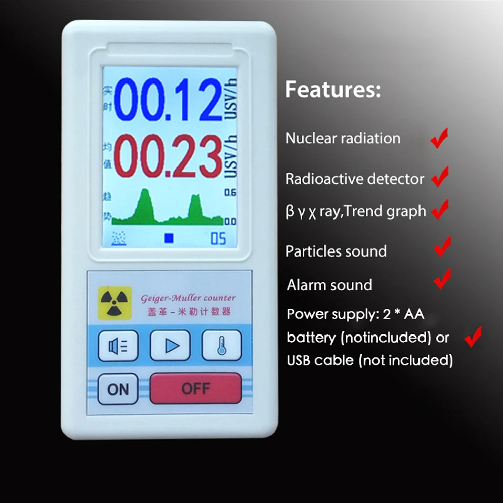Nuclear Radiation Detector Personal Dosimeter Marble Detectors Beta Gamma X-ray Tester with Display Screen Geiger Counter
Nuclear Radiation Detector Personal Dosimeter Marble Detectors Beta Gamma X-ray Tester with Display Screen Geiger Counter