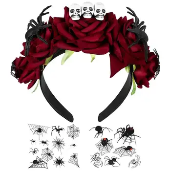 1PC Roses Headband Skull Spider Hair Hoop with 2 Sheets Spider Web Temporary Tattoos for Halloween Party Costume Accessories 
1PC Roses Headband Skull Spider Hair Hoop with 2 Sheets Spider Web Temporary Tattoos for Halloween Party Costume Accessories