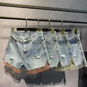 Holes Jean Shorts Women 2020 Summer New Mesh Crystal Stitching Hem Hole Denim Shorts Hot Pants Women's Fashion Jeans Shorts 
Holes Jean Shorts Women 2020 Summer New Mesh Crystal Stitching Hem Hole Denim Shorts Hot Pants Women's Fashion Jeans Shorts