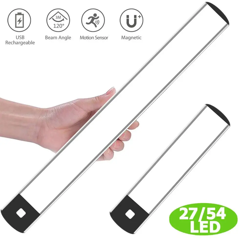 27/54 LEDs PIR Motion Sensor LED Under Cabinet Light USB Rechargeable Auto On/Off Wardrobe Cupboard Wall lamp Closet night light
27/54 LEDs PIR Motion Sensor LED Under Cabinet Light USB Rechargeable Auto On/Off Wardrobe Cupboard Wall lamp Closet night light