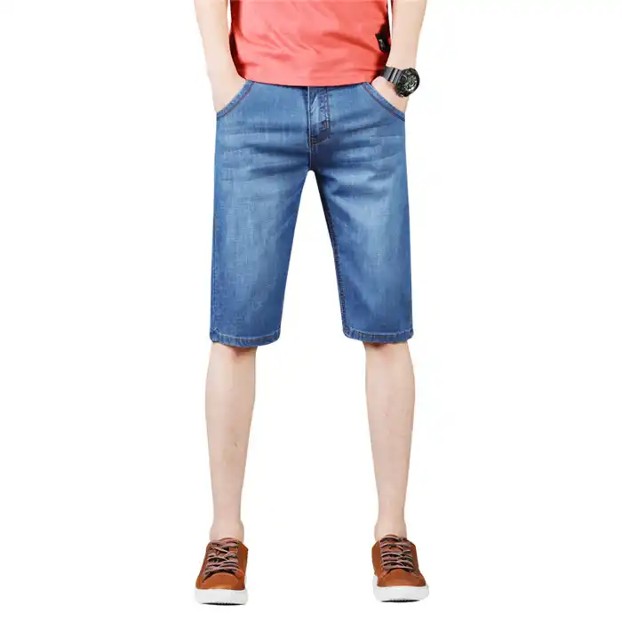 mens jean shorts stretch