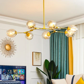 Nordic Metal LED Chandelier LOFT Lustre Living Room Villa Indoor Decor Modern Pendant Lamp Lighting Glass Ball Kitchen Fixtures 
Nordic Metal LED Chandelier LOFT Lustre Living Room Villa Indoor Decor Modern Pendant Lamp Lighting Glass Ball Kitchen Fixtures