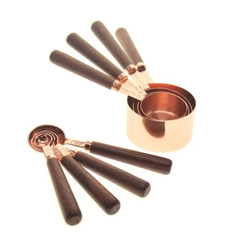 Measuring Cups Spoons Set Wood Handle Stainless Steel Plated Copper Metal Measuring Scoop Baking Kit Kitchen Accessories 
Measuring Cups Spoons Set Wood Handle Stainless Steel Plated Copper Metal Measuring Scoop Baking Kit Kitchen Accessories