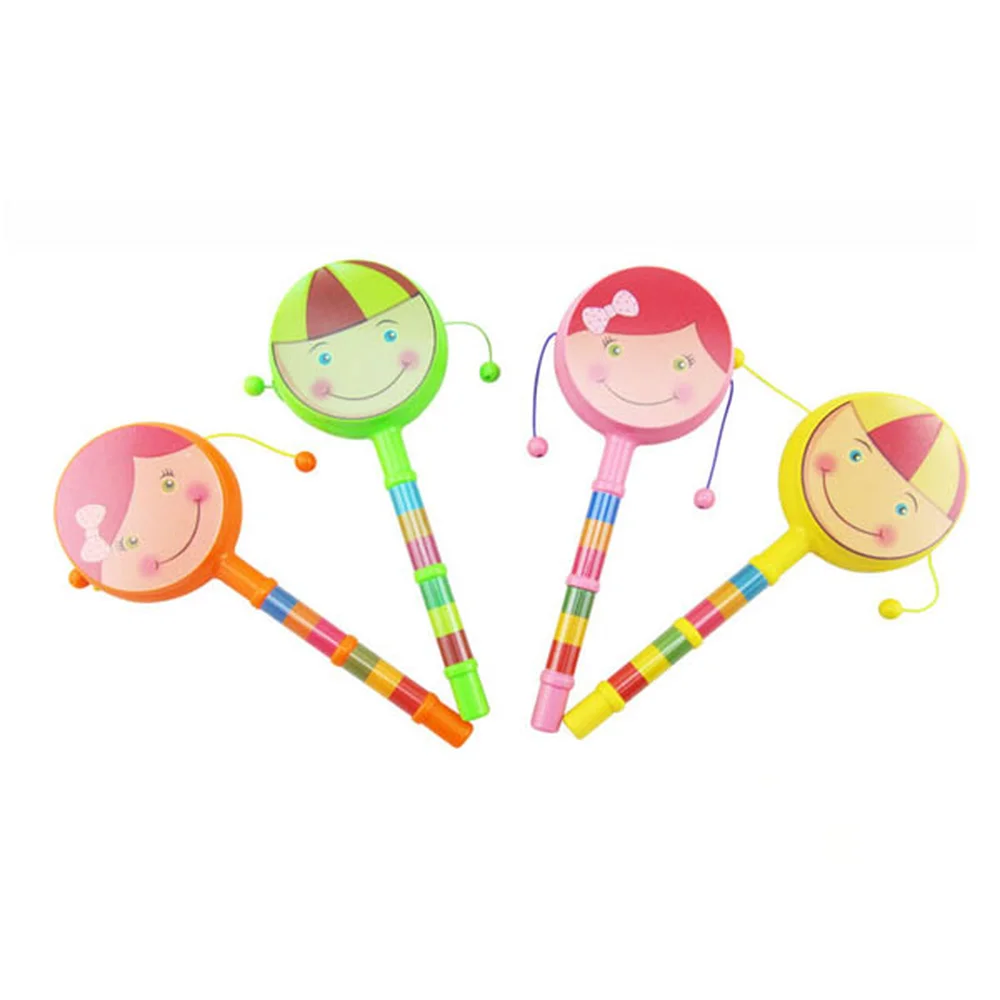 

Smile Baby Kids Children Shaking Cartoon Smile Rattle Drum Musical Hand Bell Drum Toy Educational Plastic Instrument Baby Toy