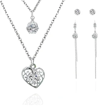 CBO03 Women's simple love shape zircon pendant jewelry set Green copper alloy jewelry
CBO03 Women's simple love shape zircon pendant jewelry set Green copper alloy jewelry