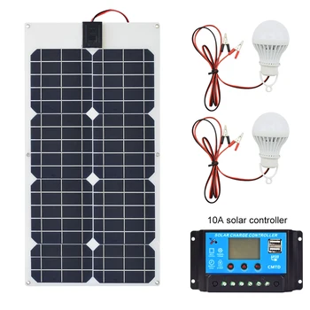 30W 18V Flexible Solar Panel with 12v 24V 10A USB controller 5w 12v Led Light Solar Charger Battery for camping Solar System kit
30W 18V Flexible Solar Panel with 12v 24V 10A USB controller 5w 12v Led Light Solar Charger Battery for camping Solar System kit