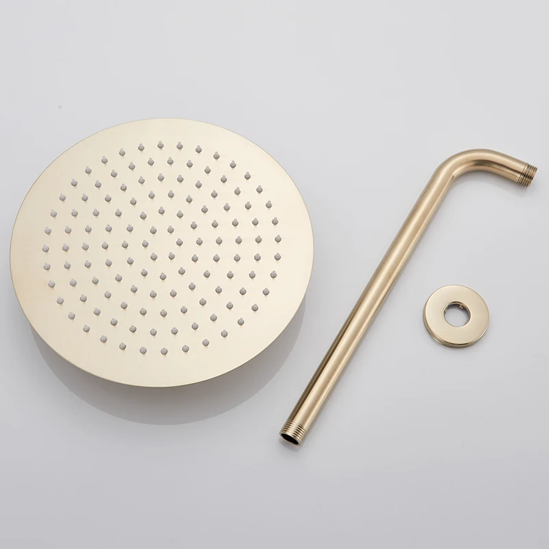 Quyanre Luxury Brushed Gold Shower Faucet Set Wall Mount 10 Rainfall Shower Tap With Embedded Box Mixer Tap Bathtub Shower Kit21
