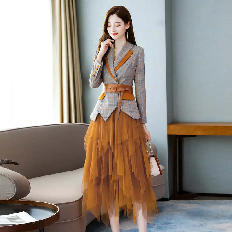 Graceful Dress Outfit Women's 2019 Autumn New Style Elegant Goddess-Style Mesh Skirt Western Style Plaid Suit Two-Piece Set
Graceful Dress Outfit Women's 2019 Autumn New Style Elegant Goddess-Style Mesh Skirt Western Style Plaid Suit Two-Piece Set