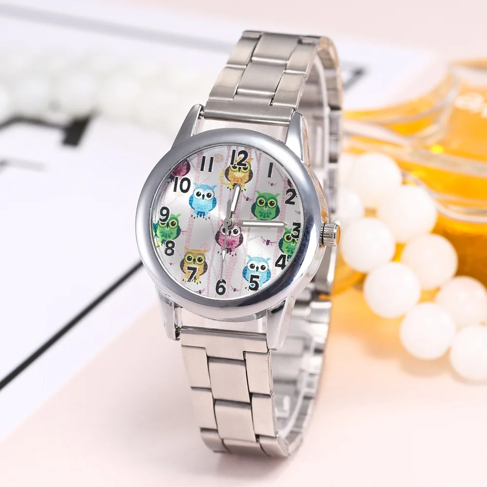 

Hector Roxanne Khorasan Adorkable Owl Cartoon Watch Women's Classic with Numbers Alloy Steel Belt Quartz Watch