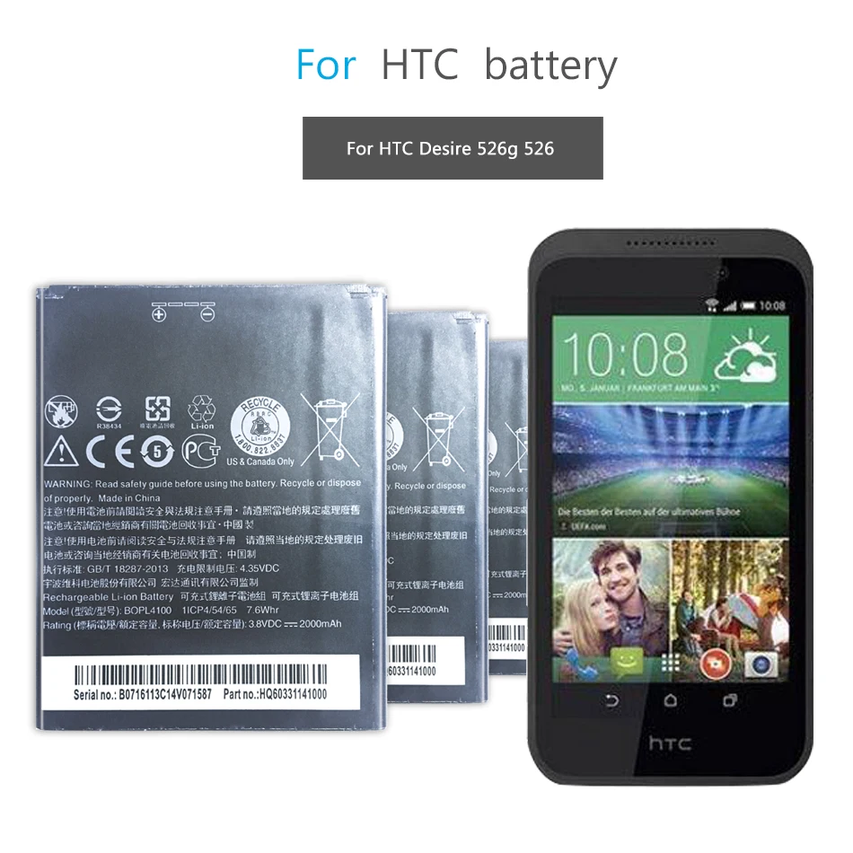 BOPL4100 Mobile Phone Battery for HTC Desire 326G,Desire 526,Desire 526G+ dual sim,HTCD100LVWP Replacement Battery 2000mAh
BOPL4100 Mobile Phone Battery for HTC Desire 326G,Desire 526,Desire 526G+ dual sim,HTCD100LVWP Replacement Battery 2000mAh