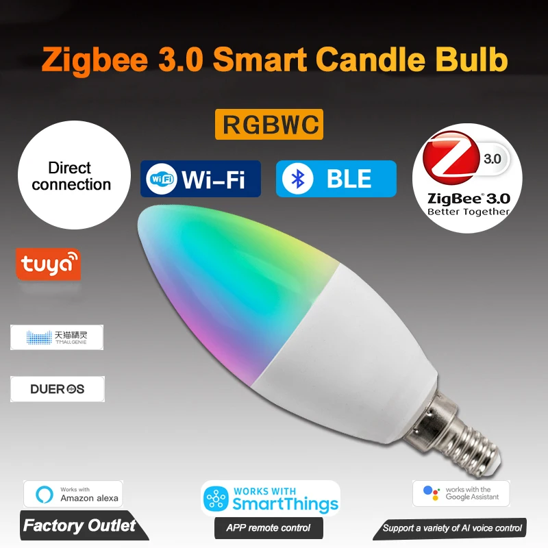 Умный светильник лампа 5 Вт Цвет изменение RGBCW светодиодный лампы E14/E12 приложение