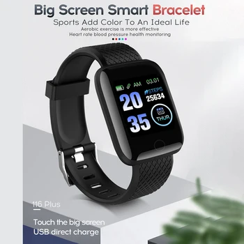 116 PLUS Smart Bracelet Blood Pressure Measurement Waterproof Fitness Tracker Heart Rate Monitor Pedometer Smart Band Women Men
116 PLUS Smart Bracelet Blood Pressure Measurement Waterproof Fitness Tracker Heart Rate Monitor Pedometer Smart Band Women Men
