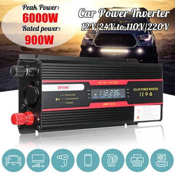 Car Inverter 12V 220V 6000W Peaks solar Power inverter LCD Display DC 12/ 24V to AC 110V/220V Modified Sine Wave Converter
Car Inverter 12V 220V 6000W Peaks solar Power inverter LCD Display DC 12/ 24V to AC 110V/220V Modified Sine Wave Converter