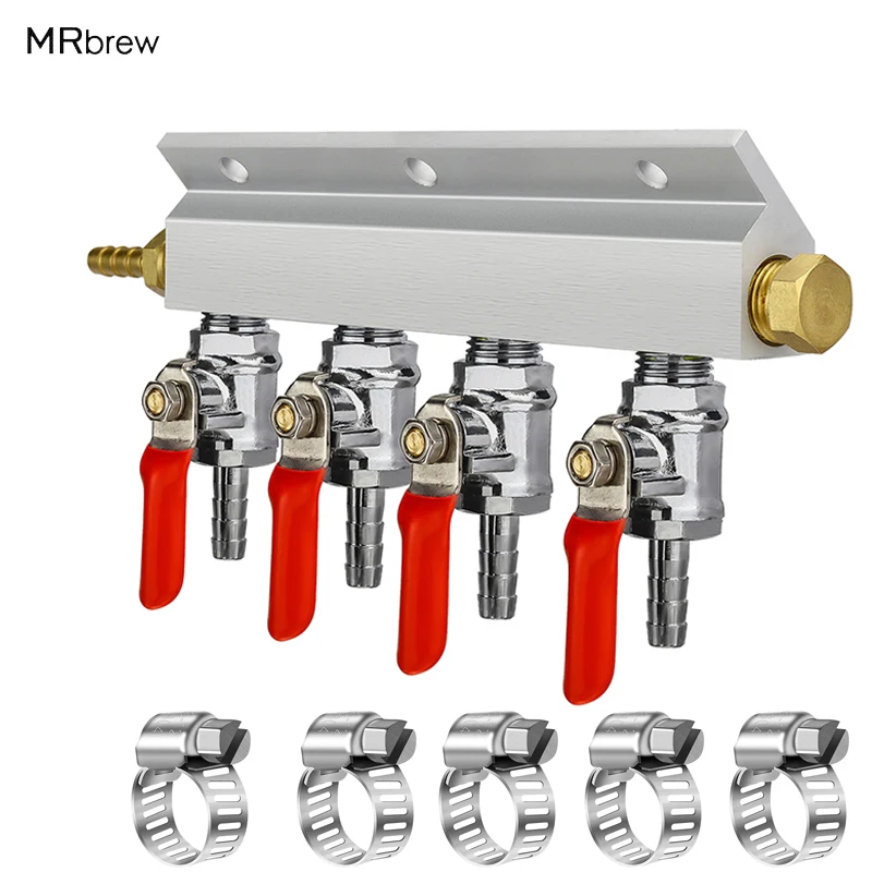 4 Way Gas Manifold 1/4" Barb CO2 Air Splitter Distributor Manifold With Integrated Check Valves For Homebrew Kegerator
4 Way Gas Manifold 1/4" Barb CO2 Air Splitter Distributor Manifold With Integrated Check Valves For Homebrew Kegerator