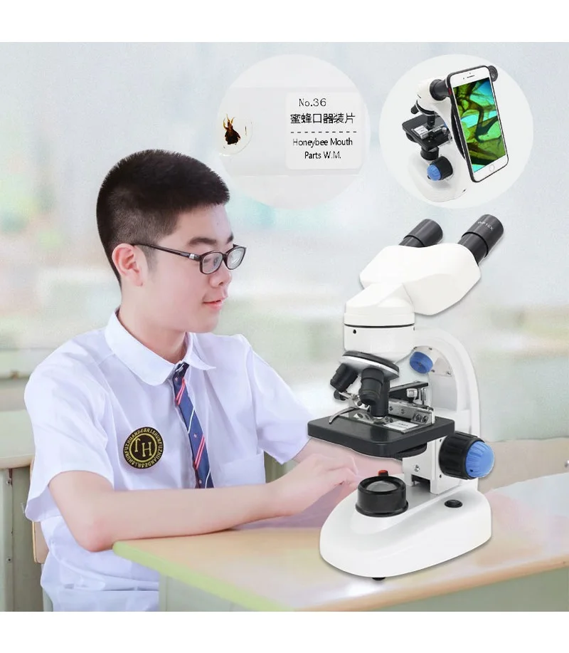 Generic 2000X Binocular Microscope LED Lighted Biological Microscope