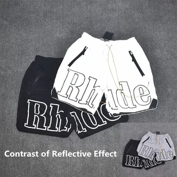 20SS Rhude Logo Black Soft Breathable Gray 3M Reflective Turned into White Rhude Shorts Men Women Loose Mesh Nylon Hip Hop Rhude 
20SS Rhude Logo Black Soft Breathable Gray 3M Reflective Turned into White Rhude Shorts Men Women Loose Mesh Nylon Hip Hop Rhude