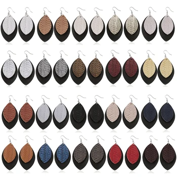 20Pairs/lot Weave Lichee Double Pu Leather Earrings Set 2020 Leaf Black Earings For Women Statement Big Earing Drop Wholesale
20Pairs/lot Weave Lichee Double Pu Leather Earrings Set 2020 Leaf Black Earings For Women Statement Big Earing Drop Wholesale