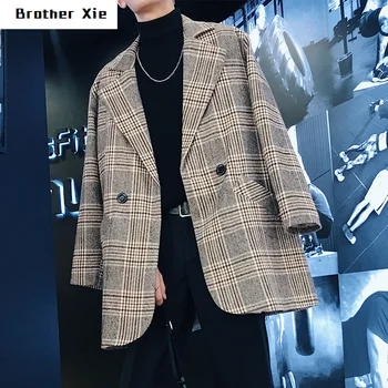 Autumn New Men's Fashion Tide Lattice Woolen Blend Overcoat Lapel Casual Loose Grey/Blue Color Mid-Length Coat men M-2XL
Autumn New Men's Fashion Tide Lattice Woolen Blend Overcoat Lapel Casual Loose Grey/Blue Color Mid-Length Coat men M-2XL