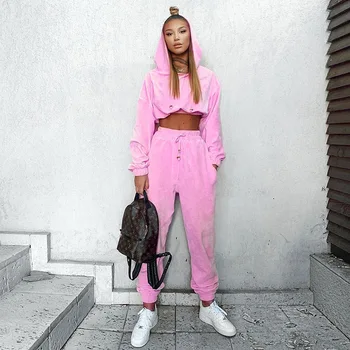 Tracksuit Hooded Crop Top and Pant Velvet Two Piece Set Women 2020 Autumn Winter Long Sleeve Sweatpants Casual Womenswear
Tracksuit Hooded Crop Top and Pant Velvet Two Piece Set Women 2020 Autumn Winter Long Sleeve Sweatpants Casual Womenswear