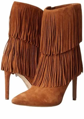 

Womens Sexy Tassel High Heel 10cm Pointed Toe Stiletto Ankle Boots Party Dress Booties Fringe Shoes Winter Autumn Big Size 5-15