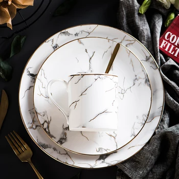 Drop shipping Ceramic Food Dinner Marble Plates Home Gold Inlay Dishes Steak Kitchen Tableware Milk Tea Cup Salad Tray Plates
Drop shipping Ceramic Food Dinner Marble Plates Home Gold Inlay Dishes Steak Kitchen Tableware Milk Tea Cup Salad Tray Plates