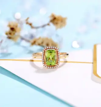 Peridot Ring Solid 14K Rose Gold Peridot and Moissanite Halo Cocktail Ring for Women Party Gift
Peridot Ring Solid 14K Rose Gold Peridot and Moissanite Halo Cocktail Ring for Women Party Gift