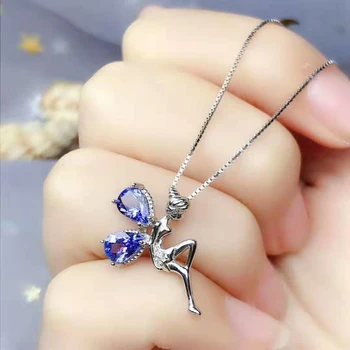 Fidelity natural 4*6mm sapphire s925 sterling silver Pendants angel fine jewelry for women party natural blue gemstone 
Fidelity natural 4*6mm sapphire s925 sterling silver Pendants angel fine jewelry for women party natural blue gemstone