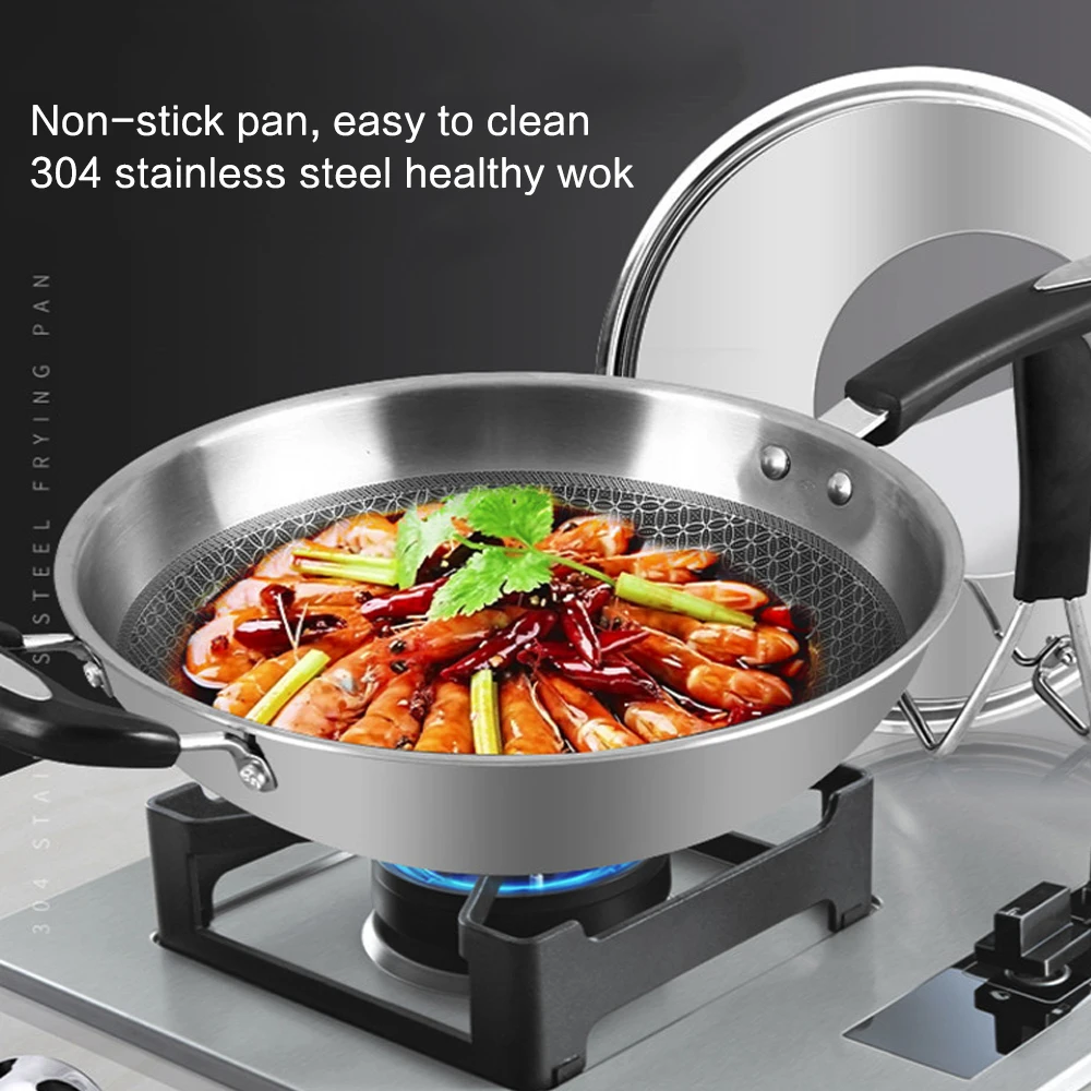 Smokeless Wok Frying Pan Spatula Cooking 34cm 304 Stainless Steel Fried Egg Pancake Uncoated Pot Food Bread Tongs Kitchen
Smokeless Wok Frying Pan Spatula Cooking 34cm 304 Stainless Steel Fried Egg Pancake Uncoated Pot Food Bread Tongs Kitchen