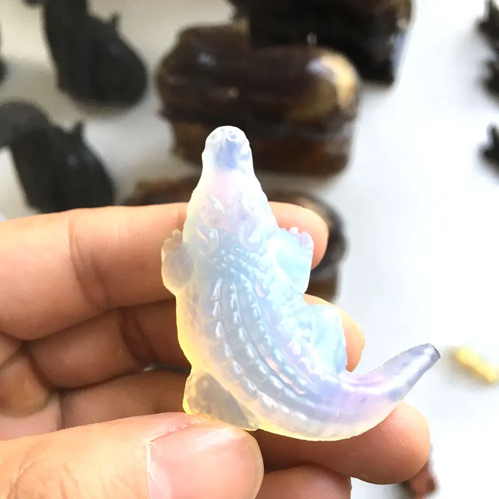 carved crocodile statue natural crystal figurine