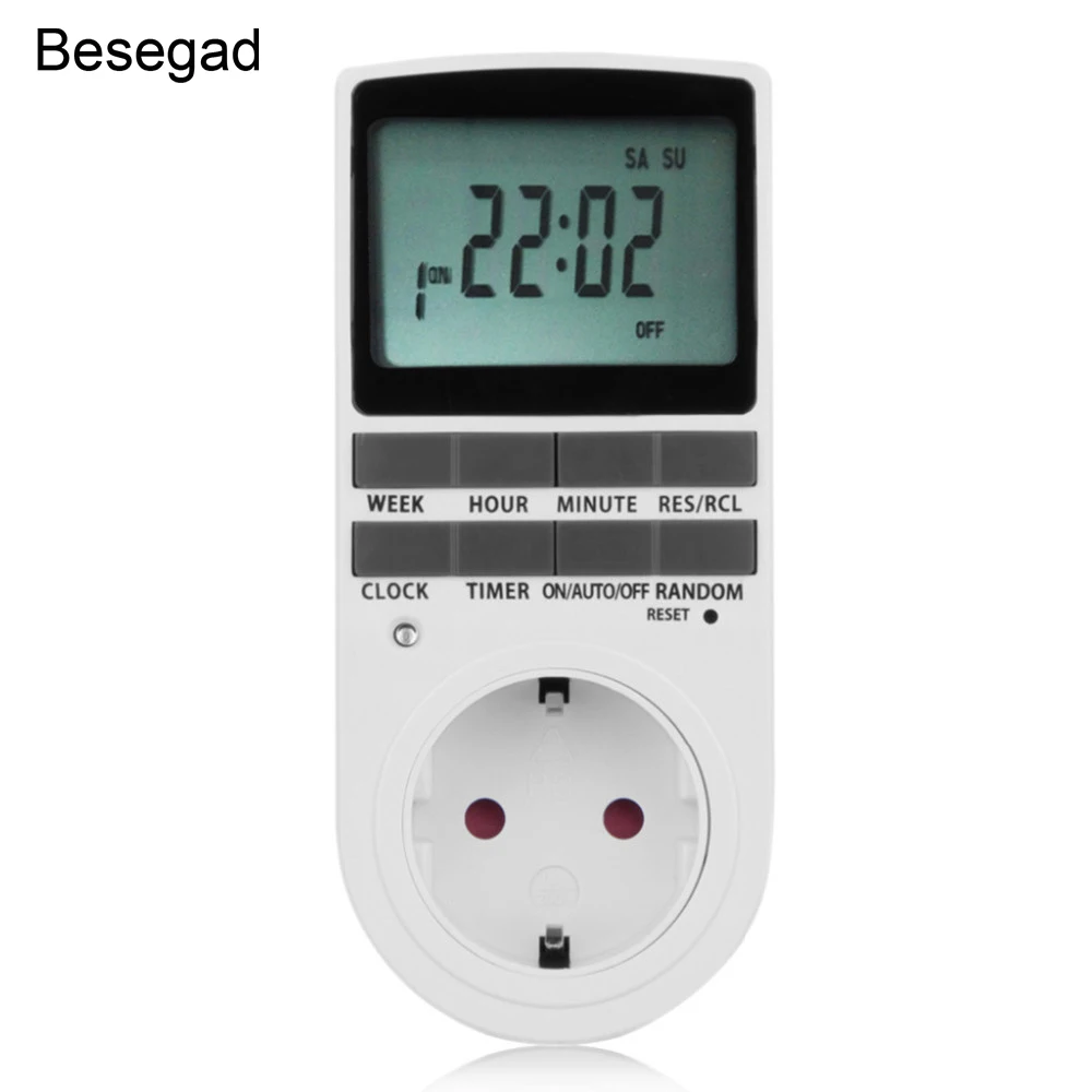 Besegad EU Plug Digital Programmable Timer Socket Switch for Household Appliances Refrigerator LCD Display Electronic Devices
Besegad EU Plug Digital Programmable Timer Socket Switch for Household Appliances Refrigerator LCD Display Electronic Devices