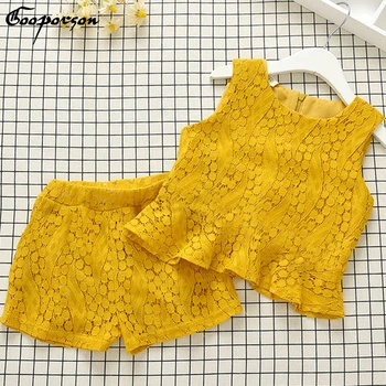 Fashion 2019 Girls Clothes Set Yellow Hallow Out Sleeveless Shirt and Shorts 2 Pcs Children Clothing Suit Elegant Sets
Fashion 2019 Girls Clothes Set Yellow Hallow Out Sleeveless Shirt and Shorts 2 Pcs Children Clothing Suit Elegant Sets