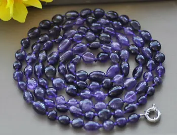 50" 8x10mm Natural Baroque Purple amethyst Bead Necklace
50" 8x10mm Natural Baroque Purple amethyst Bead Necklace