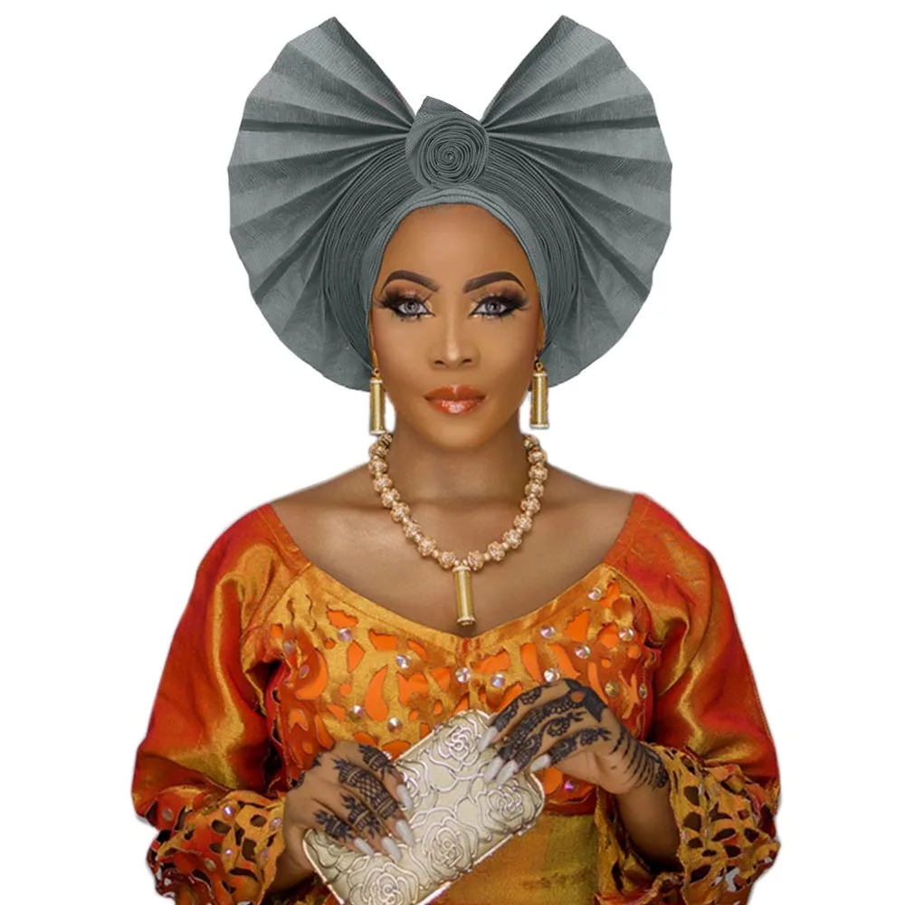 Beautiful African gele headwrap for wedding Ankara aso oke headtie handmade turban (13)