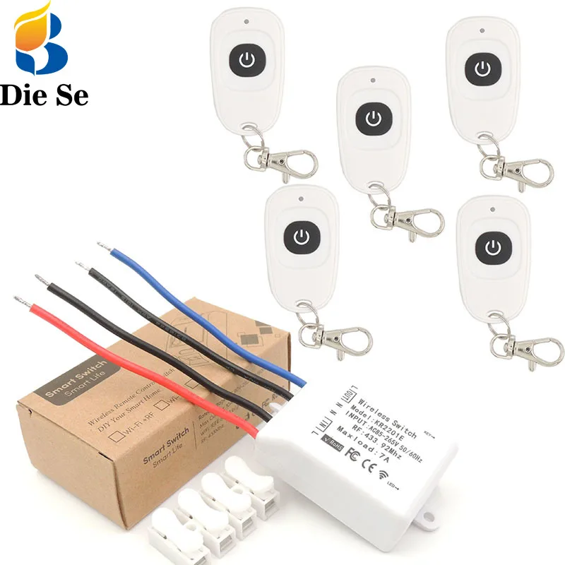 DieSe 433Mhz Relay Switch Universal Wireless Remote Control Light Lmap Bulb Switch AC 110V 220V 7A 1CH DIY Smart Switch ON\OFF
DieSe 433Mhz Relay Switch Universal Wireless Remote Control Light Lmap Bulb Switch AC 110V 220V 7A 1CH DIY Smart Switch ON\OFF