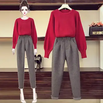 Women 2020 Fall Winter Woolen Pants Sweater Set 2 Piece Sets Female Loose Casual Knitted Pullovers +Chic Pencil Pants Suit N297
Women 2020 Fall Winter Woolen Pants Sweater Set 2 Piece Sets Female Loose Casual Knitted Pullovers +Chic Pencil Pants Suit N297