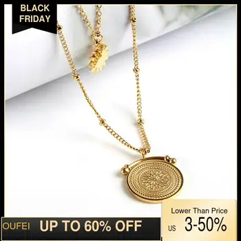 OUFEI Retro Ins Round Brand Simple Double Necklace Ladies Gold Color Sun Pendant Necklace Titanium Steel Fashion Jewelry Women
OUFEI Retro Ins Round Brand Simple Double Necklace Ladies Gold Color Sun Pendant Necklace Titanium Steel Fashion Jewelry Women