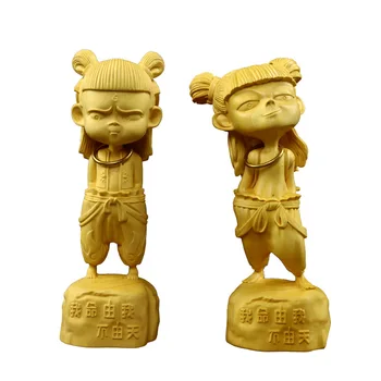 Statue of the three princes Nezha, solid wood carving modern art sculpture crafts, cute home decoration character figurines
Statue of the three princes Nezha, solid wood carving modern art sculpture crafts, cute home decoration character figurines
