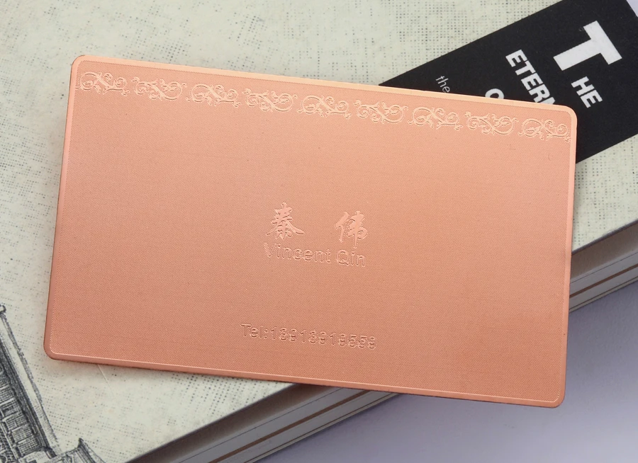 Rose gold stainless steel card hollow metal membership card plating brushed stainless steel card custom 