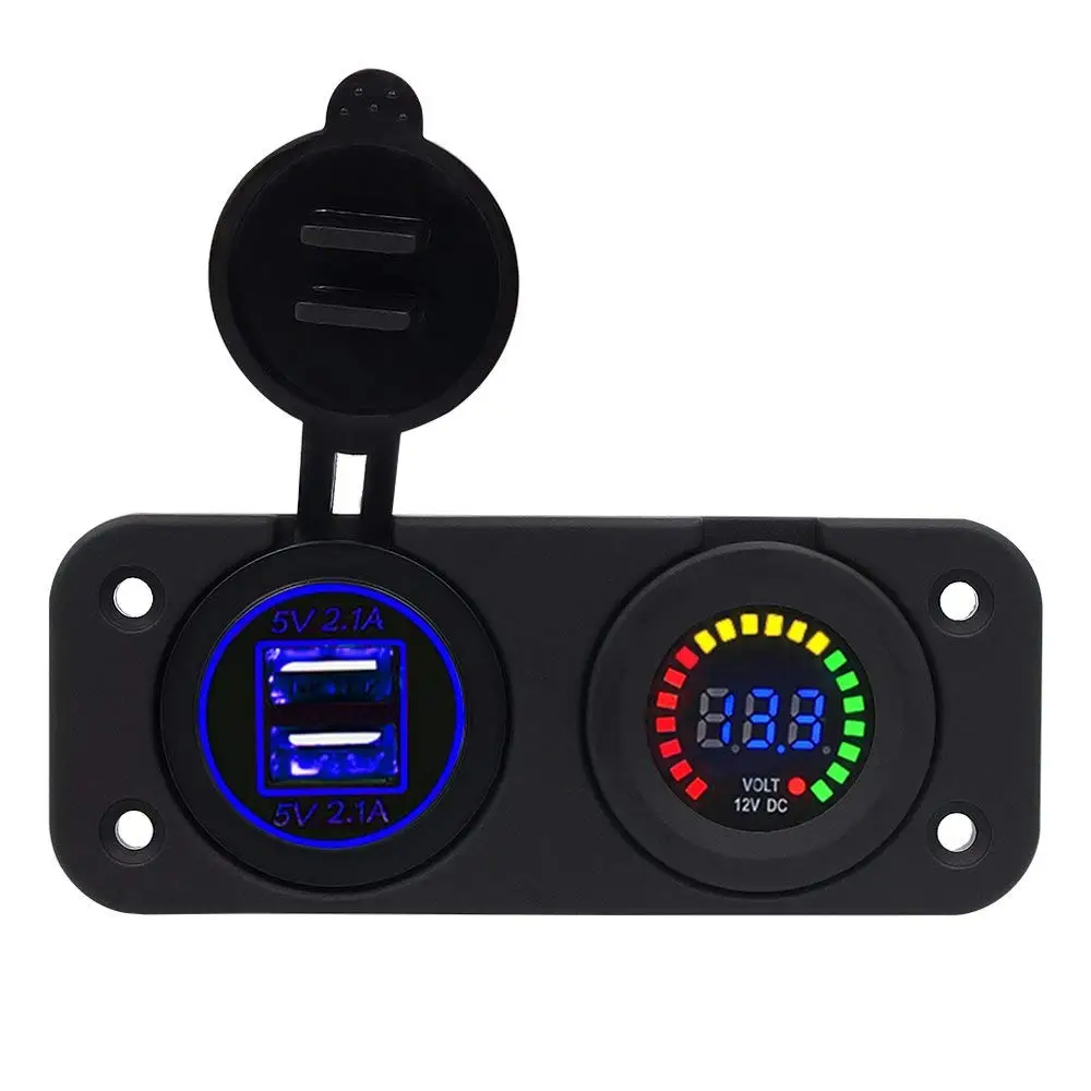 

DIY Waterproof Dual USB 4.2A Car Charger Adapter and Voltmeter LED Panel 12V for Motorcycle Car Boat Marine Carvan