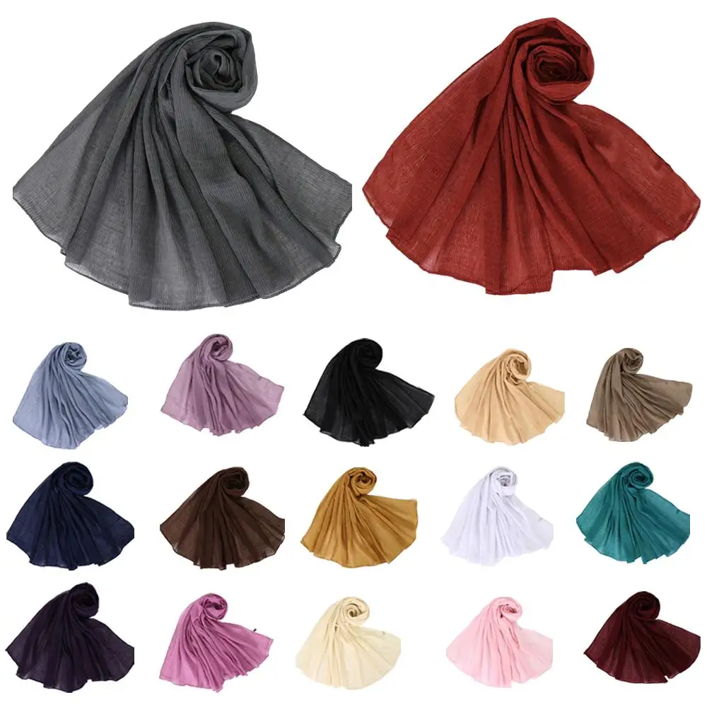 

180*90cm Muslim Women Long Scarves Wrap Voile Crinkle Cloud Long Shawl Islamic Hijab Stole Cape Turban Soft Headscarf Pashmina