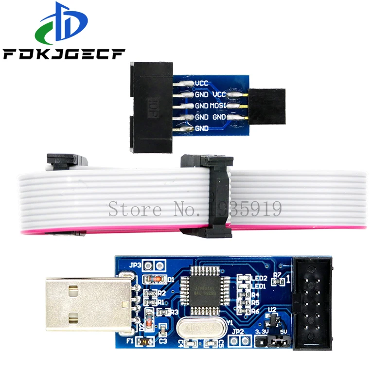 Фото 10Pin To 6 Pin Adapter Board + USBASP USBISP AVR Programmer USB ISP ASP ATMEGA8 ATMEGA128 Support Win7 64 | Электронные