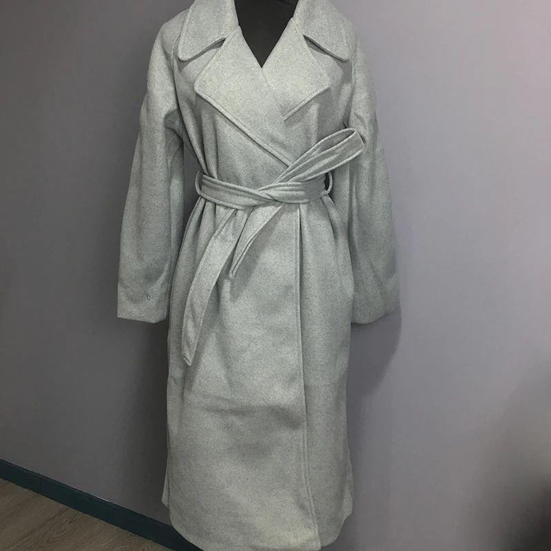 Женское шерстяное пальто Lazy Oaf длинное Бандажное туника Свободное на шнуровке в