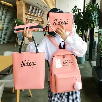Woman's All-match Rabbit Print Backpack Simplicity Outdoor Trendy Travel Bag 4pc Large Capacity Cute Lady Bag
Woman's All-match Rabbit Print Backpack Simplicity Outdoor Trendy Travel Bag 4pc Large Capacity Cute Lady Bag
