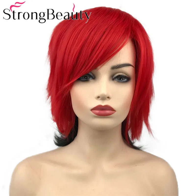 

StrongBeauty Short Straight Wigs Women Cosplay Hair Synthetic Capless Daily Wig Heat Resistant Many Colors