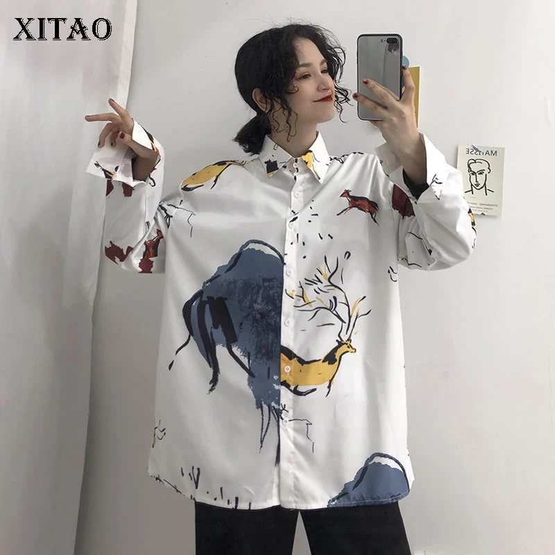 XITAO Personality Print Pattern Blouse Women Fashion Turn Down Collar Clothes 2019 Match All Loose Shirt Top Autumn New GCC1331 
XITAO Personality Print Pattern Blouse Women Fashion Turn Down Collar Clothes 2019 Match All Loose Shirt Top Autumn New GCC1331