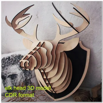Deer elk 3D model CNC laser cutting file CDR format file vector design drawing