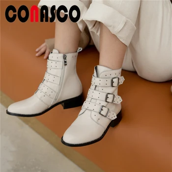 CONASCO Women Ankle Boots Genuine Leather Autumn Winter Fashion Cool Rivets Buckle New Motorcycle Boots Zipper Shoes Woman Boots
CONASCO Women Ankle Boots Genuine Leather Autumn Winter Fashion Cool Rivets Buckle New Motorcycle Boots Zipper Shoes Woman Boots