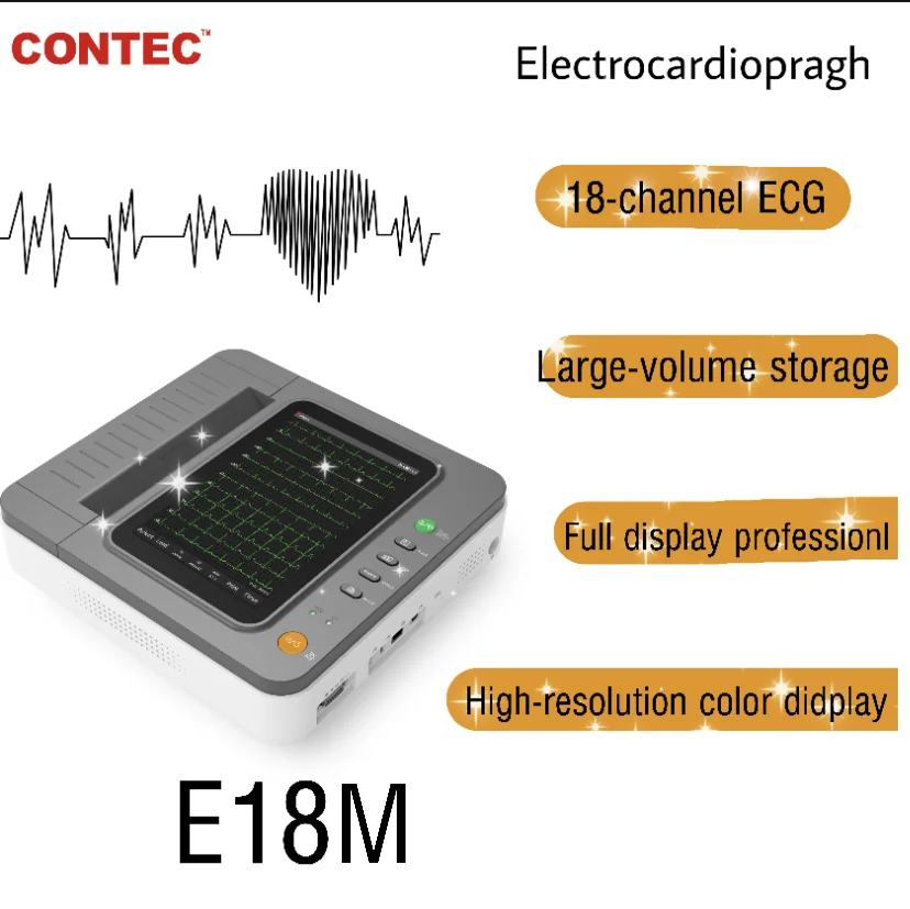 Contec Electrocardiograph E18 18-Lead ECG Cabrera -Lead Waveform Display Built in Thermal Printer
Contec Electrocardiograph E18 18-Lead ECG Cabrera -Lead Waveform Display Built in Thermal Printer